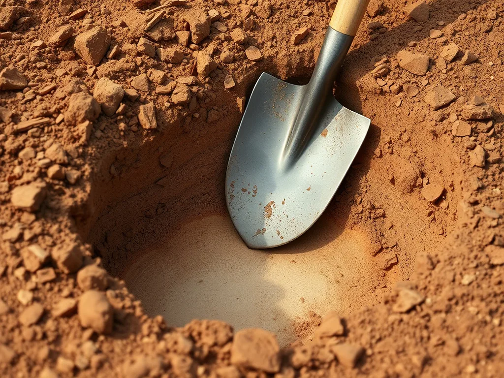 Excavated soil profile near Tucson showing a hard caliche layer beneath desert topsoil